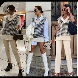 FORE Houndstooth Knit Vest